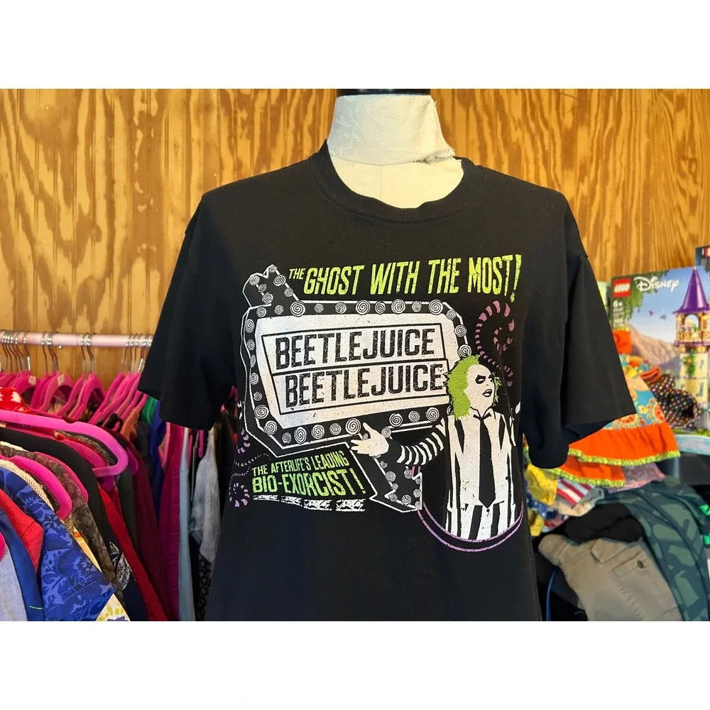 Beetlejuice Ghost With The Most Graphic T-Shirt Black‎ Sz M Unisex